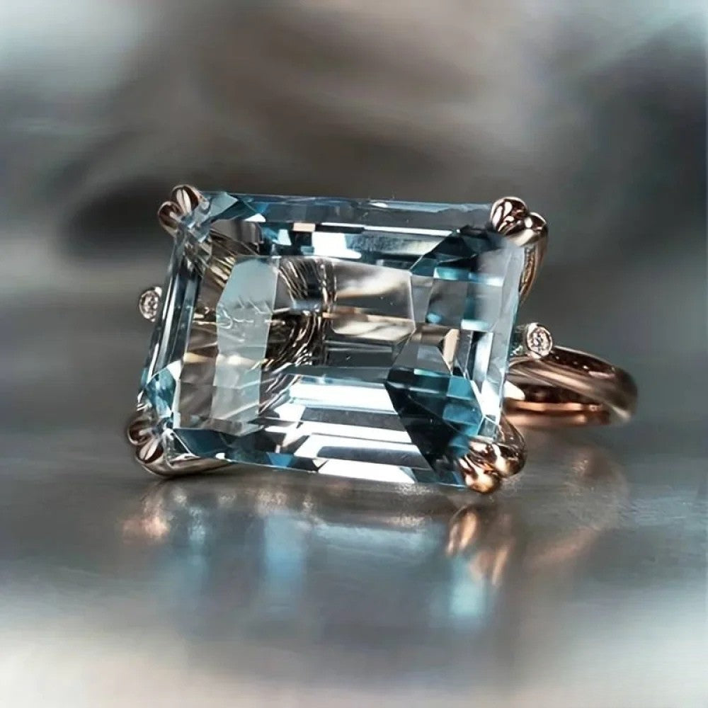 Bague en Zirconia Bleu Vintage Classique