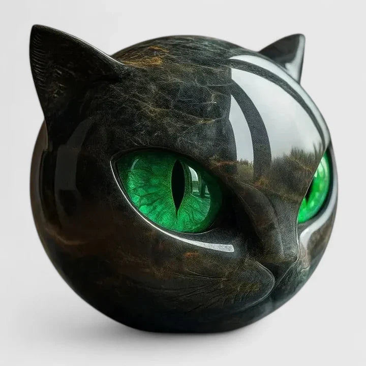 Lyzandra | Sculpture de Tête de Chat Noir Mystique