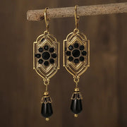 Boucles d'Oreilles Noires Rétro