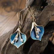 Boucles d'oreilles en argent antique Lotus Bleu