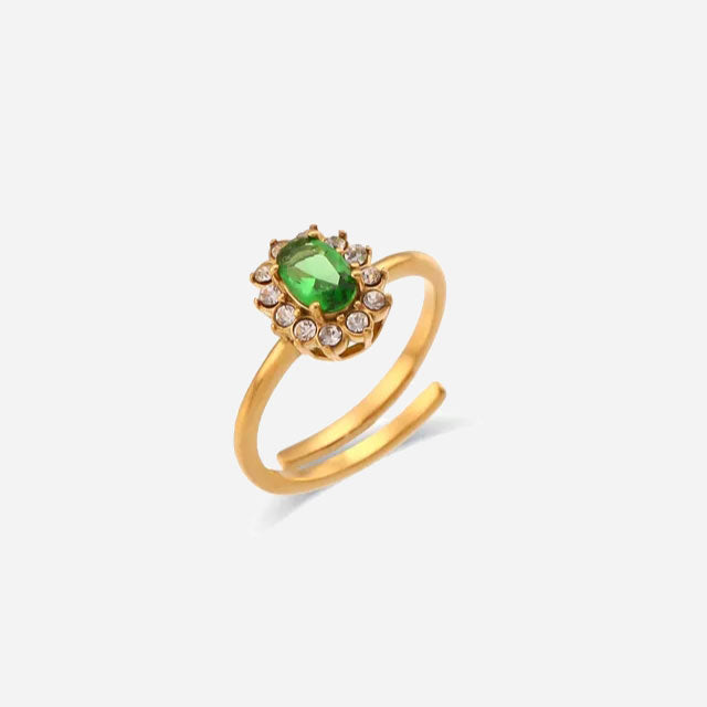 Amaryelle | Bague en Zirconia Vert 18K Or