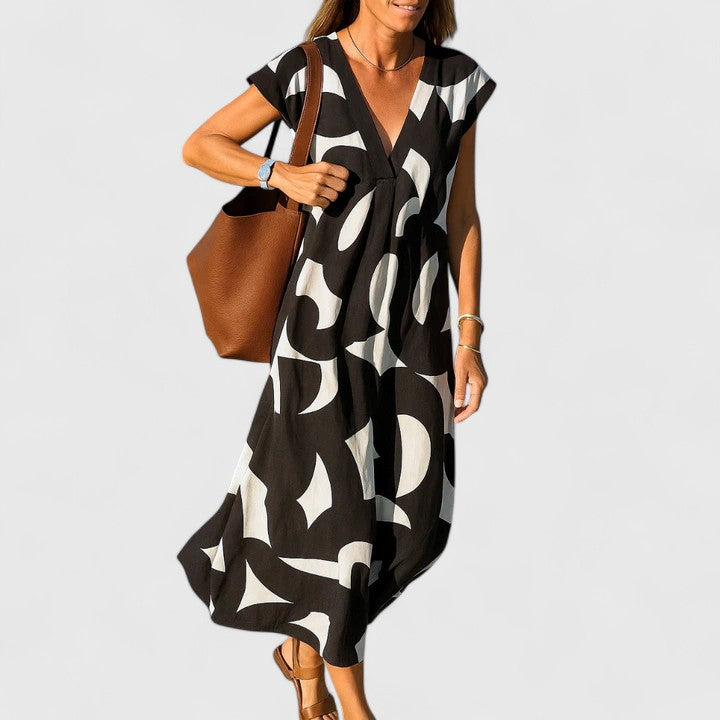 Koralia | Robe V-Cou Sophistiquée