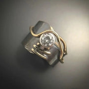 Bague en Zirconium Argent Sombre Rétro