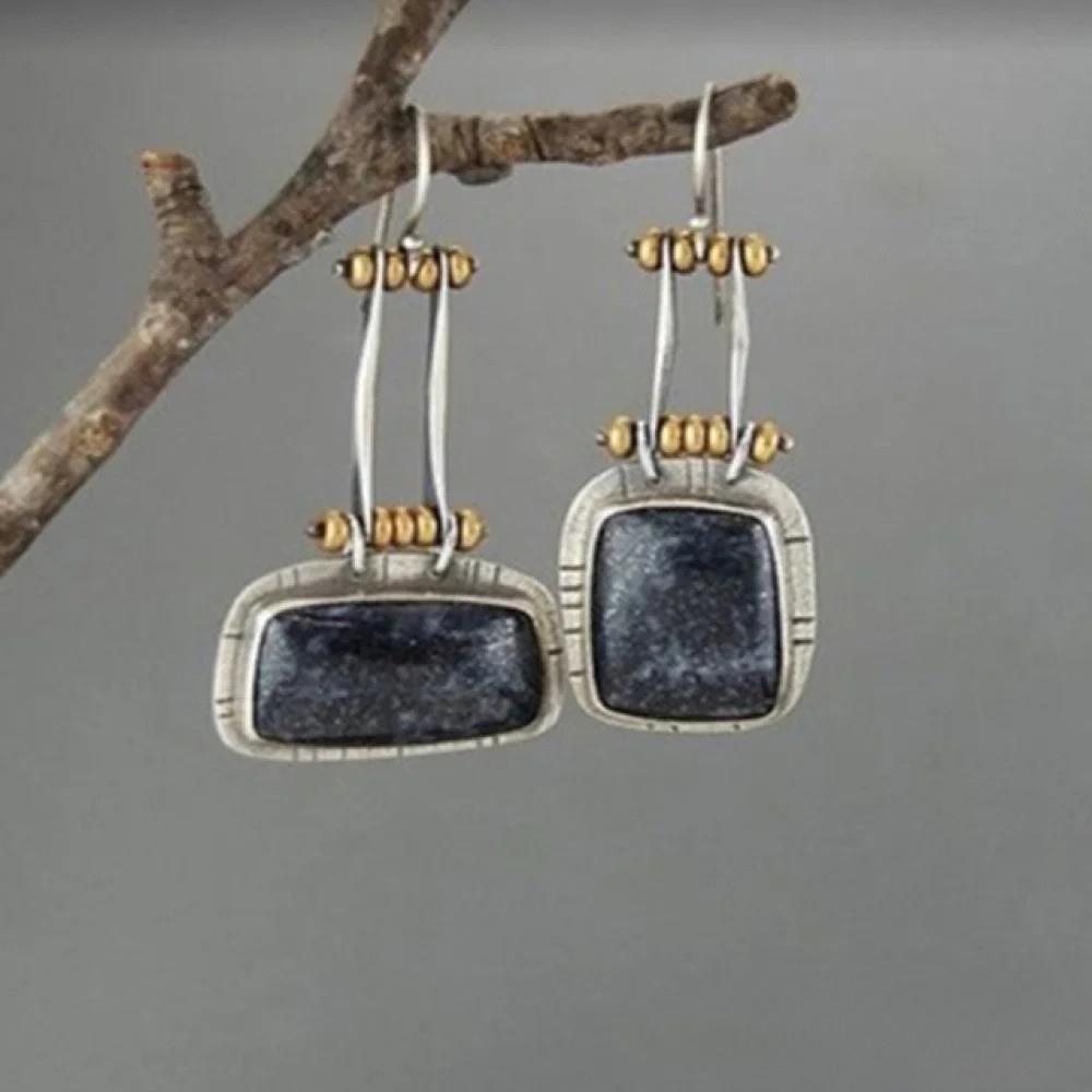 Boucles d'Oreilles Retro Midnight Silver