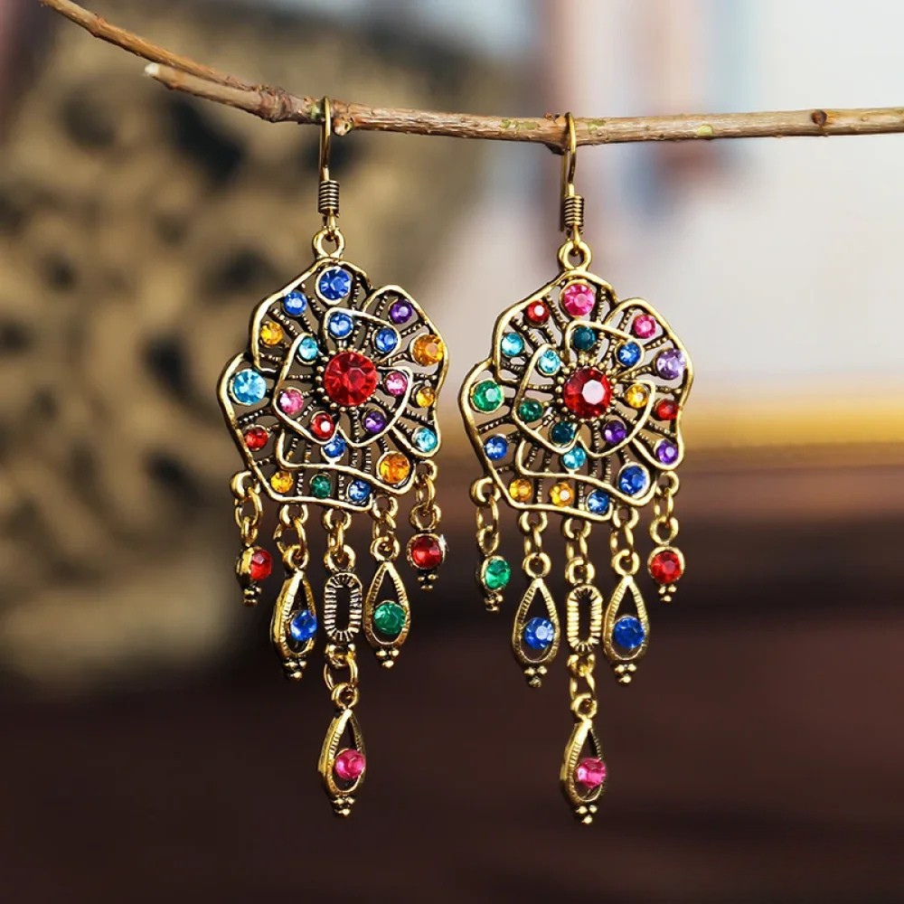 Boucles d'oreilles Mandala Colorées Rétro