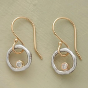 Boucles d'oreilles clous en zirconium or et argent vintage