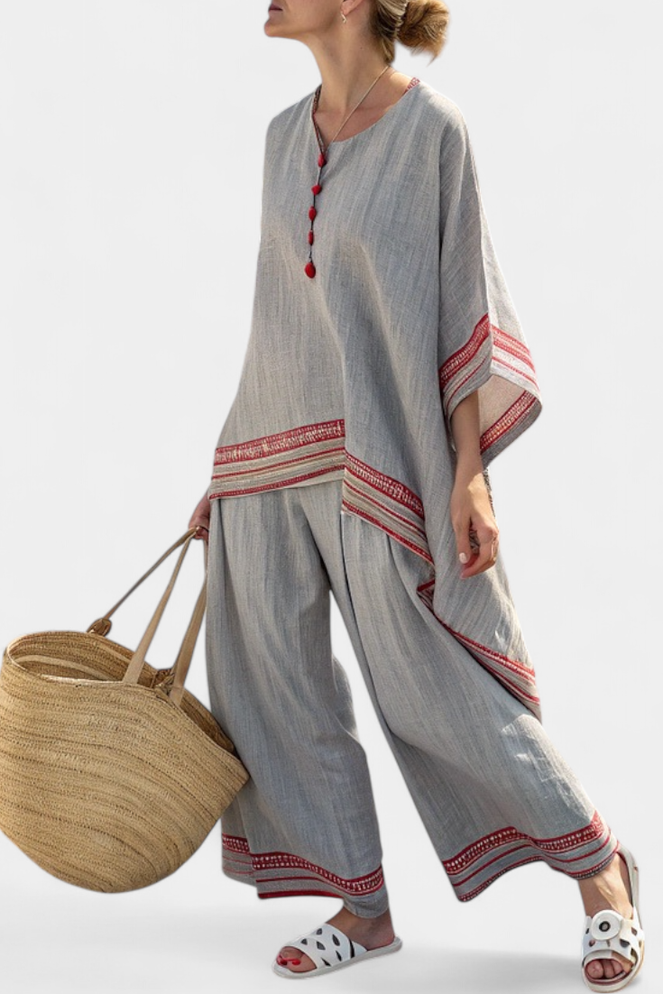 Daelric | Blouse Asymétrique Sophistiquée & Pantalons Éthiques à Jambes Larges