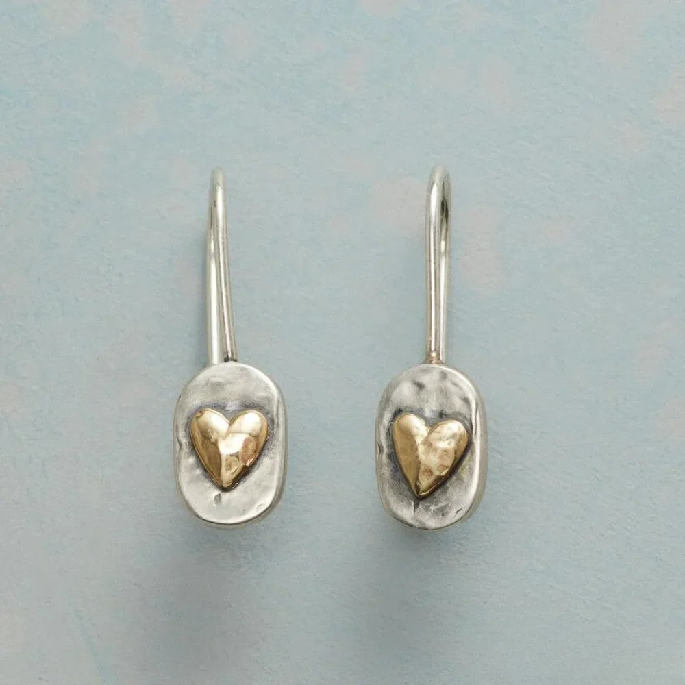Boucles d'oreilles en argent vintage avec cœur doré