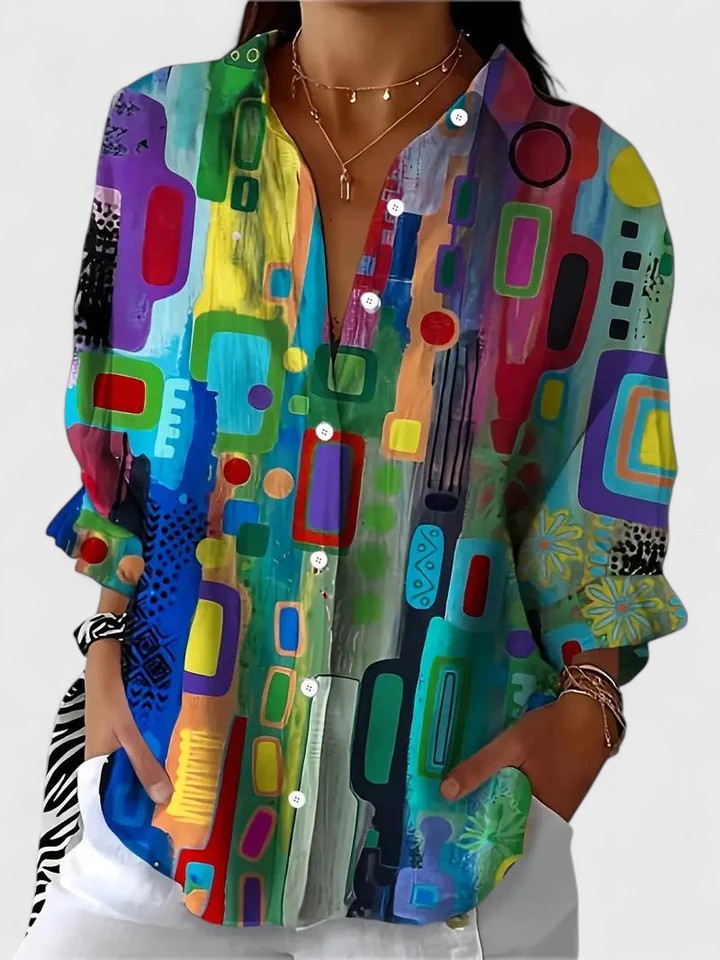 Rose™ | Blouse Élégante à Motif Géométrique